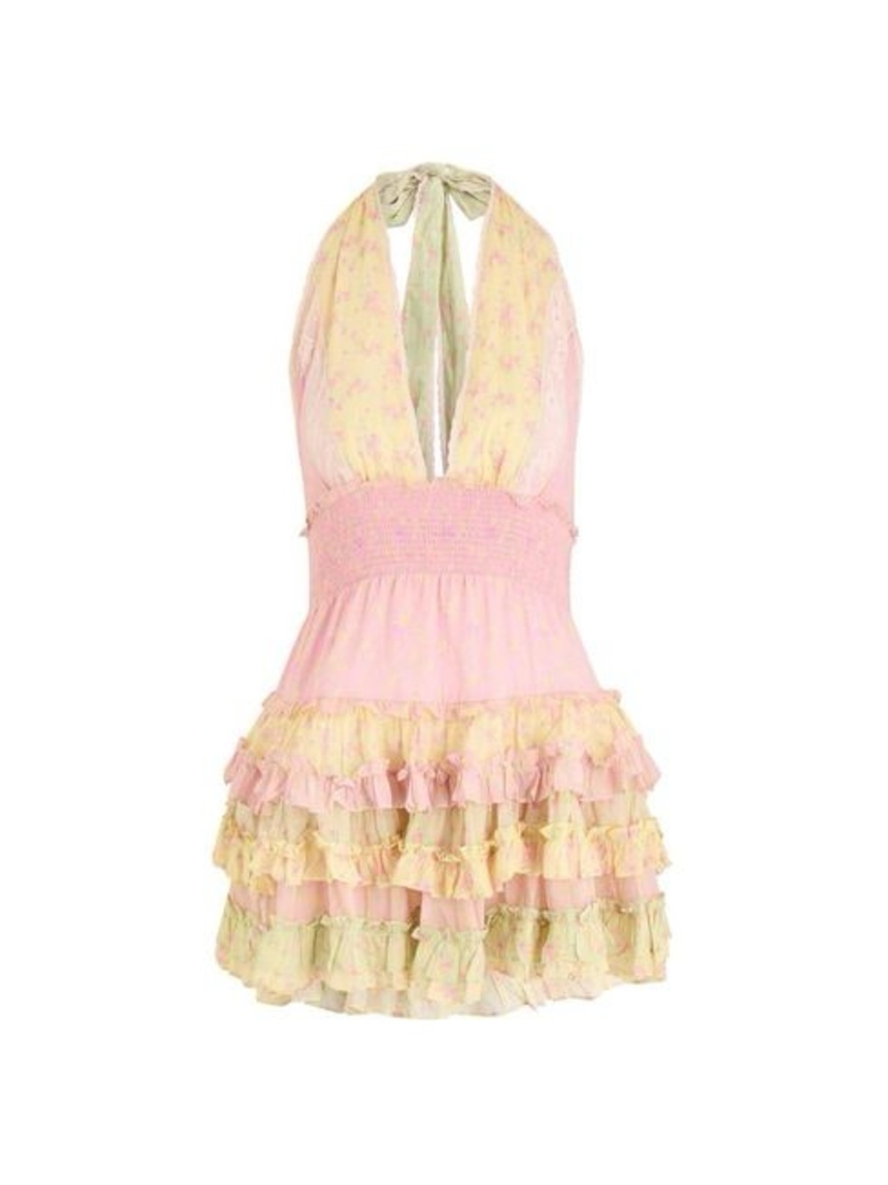 LoveShackFancy Pastel Pink Halter Ruffle Mini Dress - Picture 3 of 5